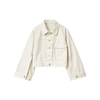 Spring New Vintage Casual Jeans Jacket Women Turn-down Collar Loose Sleeve Fashion Denim Coat Japanese All-match Outwears