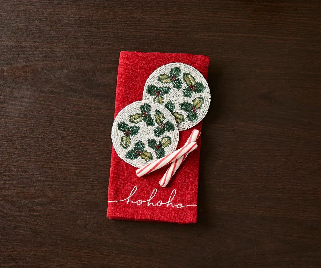 Handmade Beaded Holiday Coaster – Christmas Table Decor by Payton James