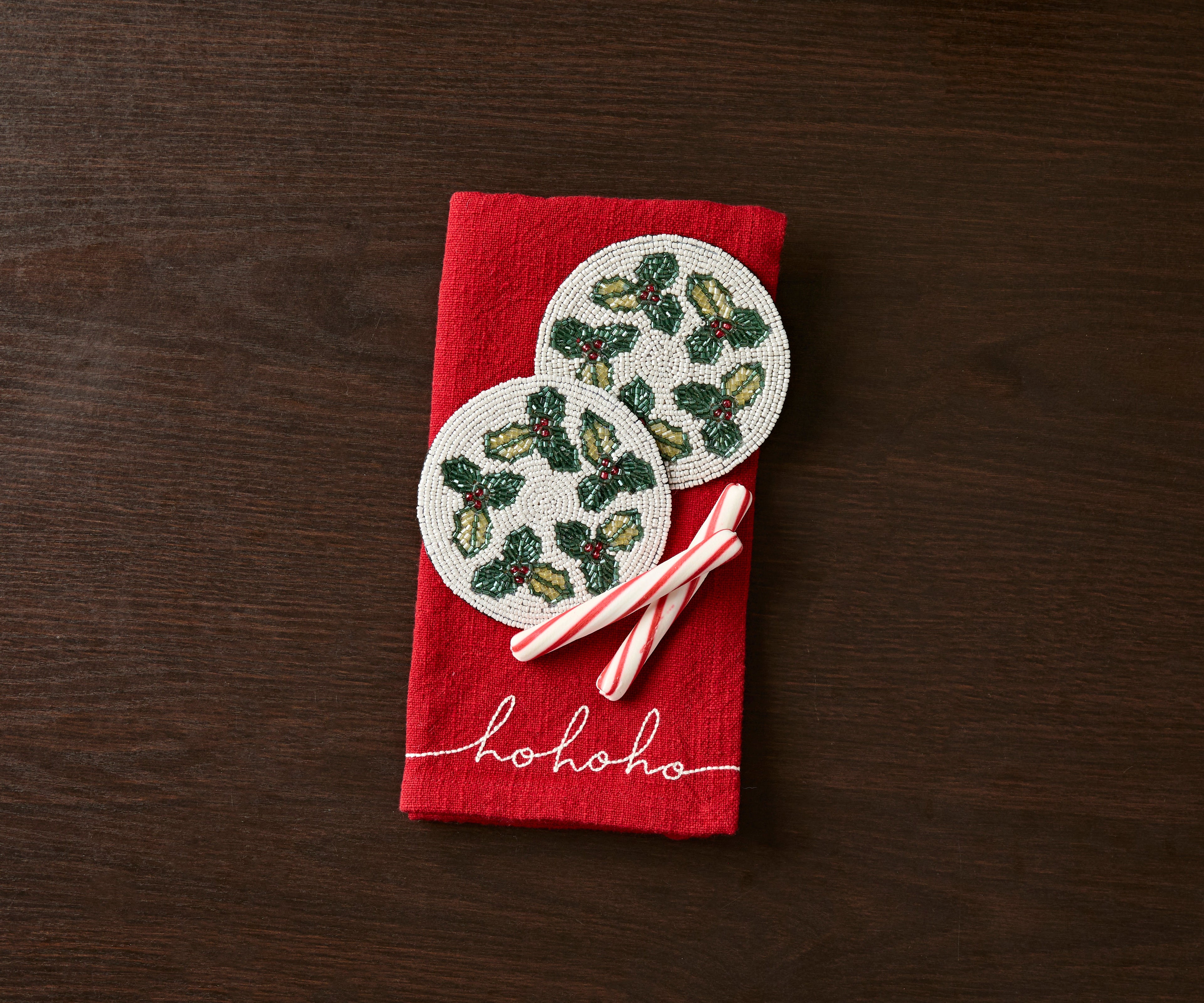 Handmade Beaded Holiday Coaster – Christmas Table Decor by Payton James