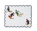 Winter Skier Christmas placemats Set – Snowy Mountain Dining Table Decor – Winter Wonderland Table Setting