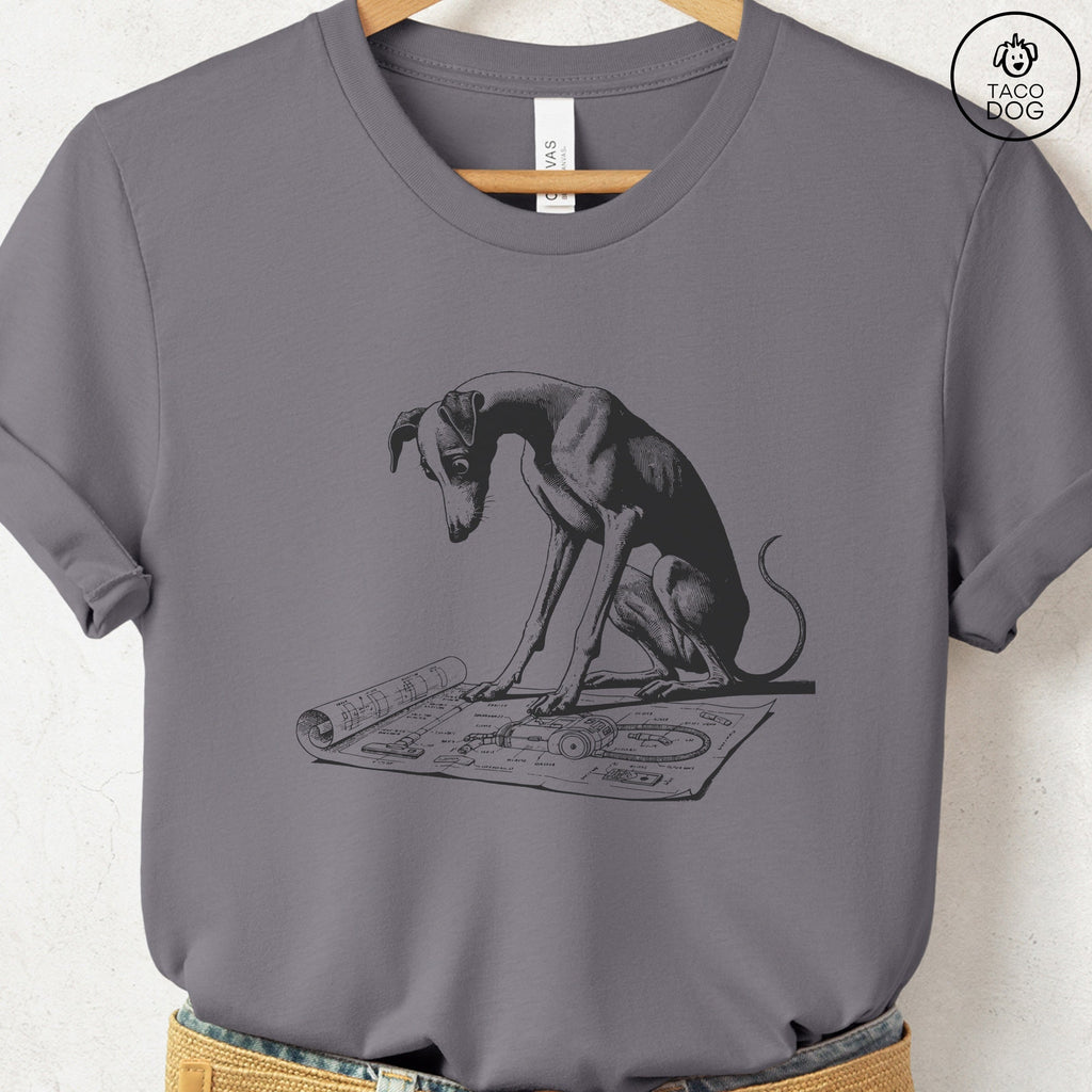 Italian Greyhound Whippet Iggy Vacuum Blueprint T-Shirt - Che Cose Belle