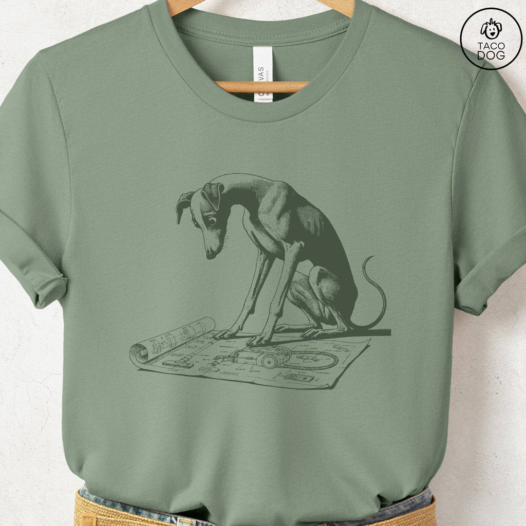 Italian Greyhound Whippet Iggy Vacuum Blueprint T-Shirt - Che Cose Belle