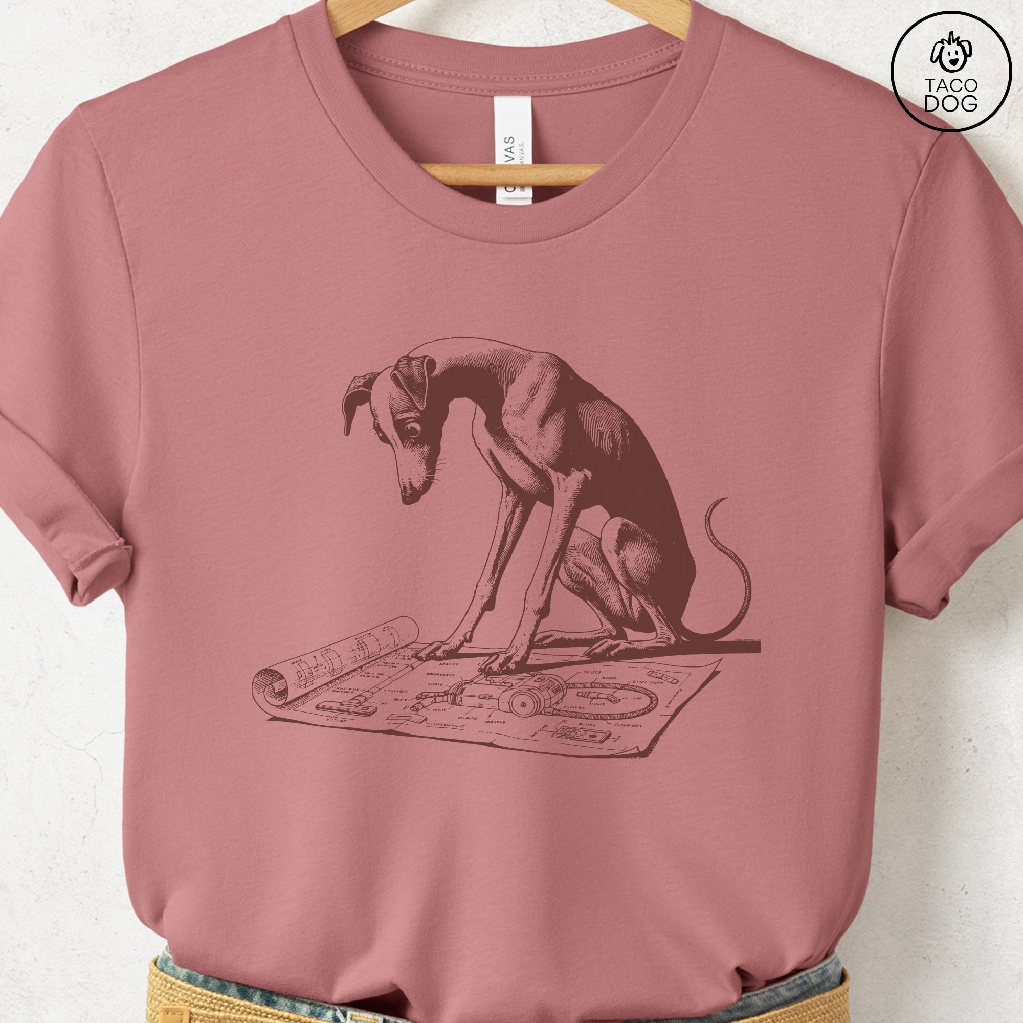 Italian Greyhound Whippet Iggy Vacuum Blueprint T-Shirt - Che Cose Belle