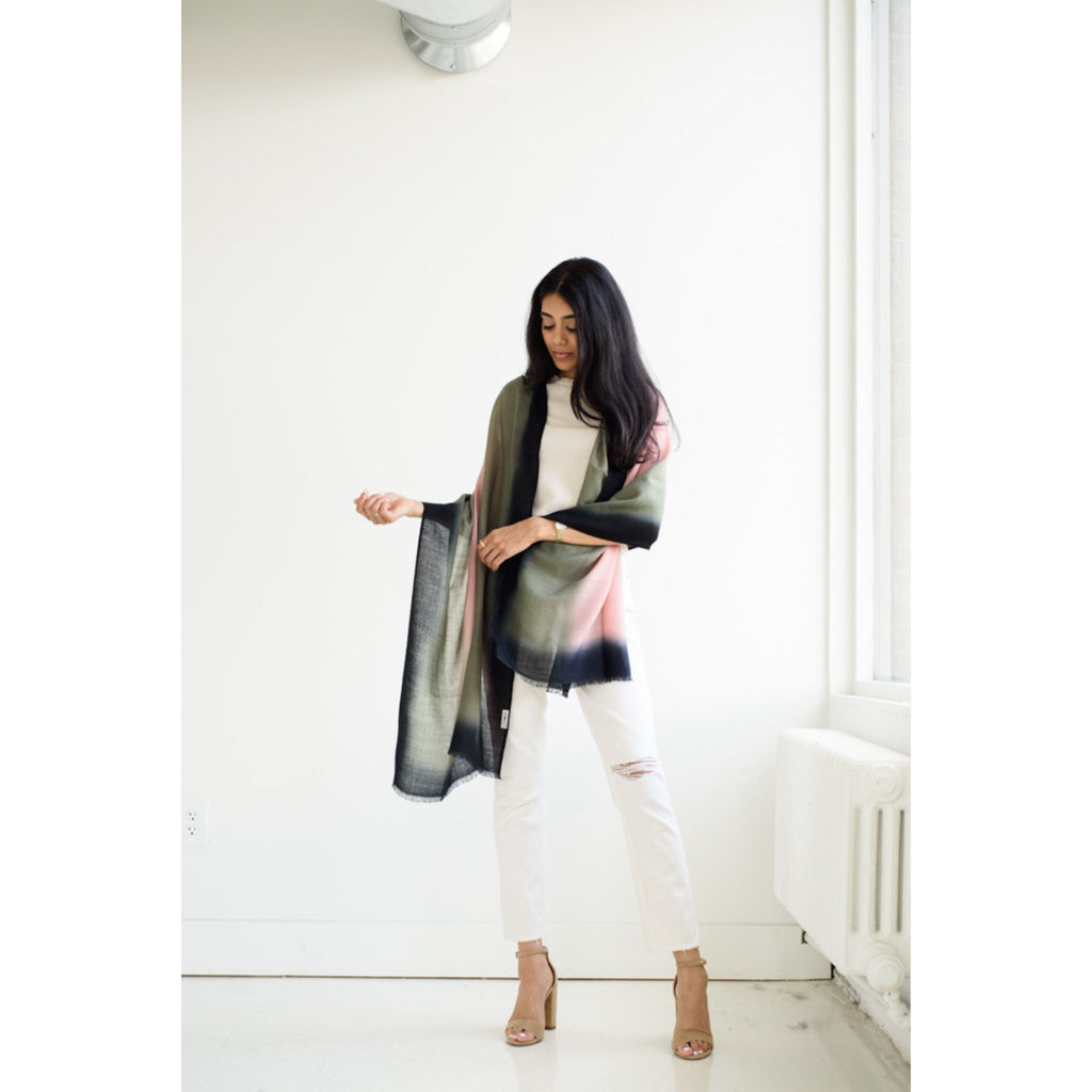 Iris Kiwi Cashmere Merino Handwoven Scarf
