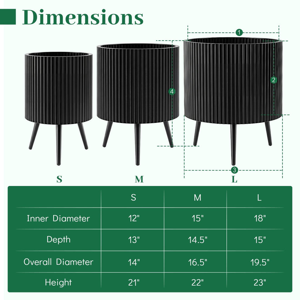 20-Inch Raised Metal Planter with Stand and Drainage Holes