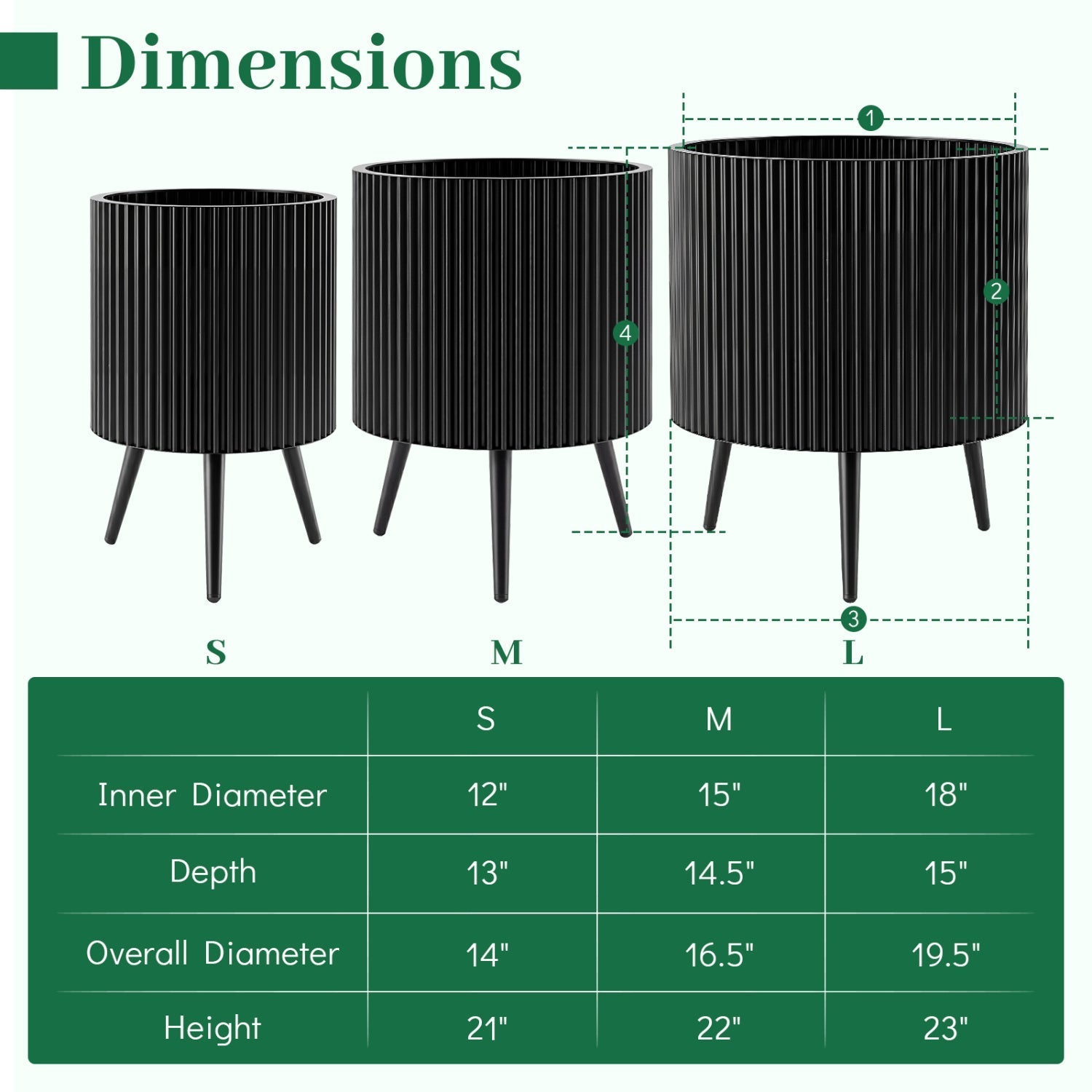 20-Inch Raised Metal Planter with Stand and Drainage Holes