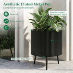 20-Inch Raised Metal Planter with Stand and Drainage Holes