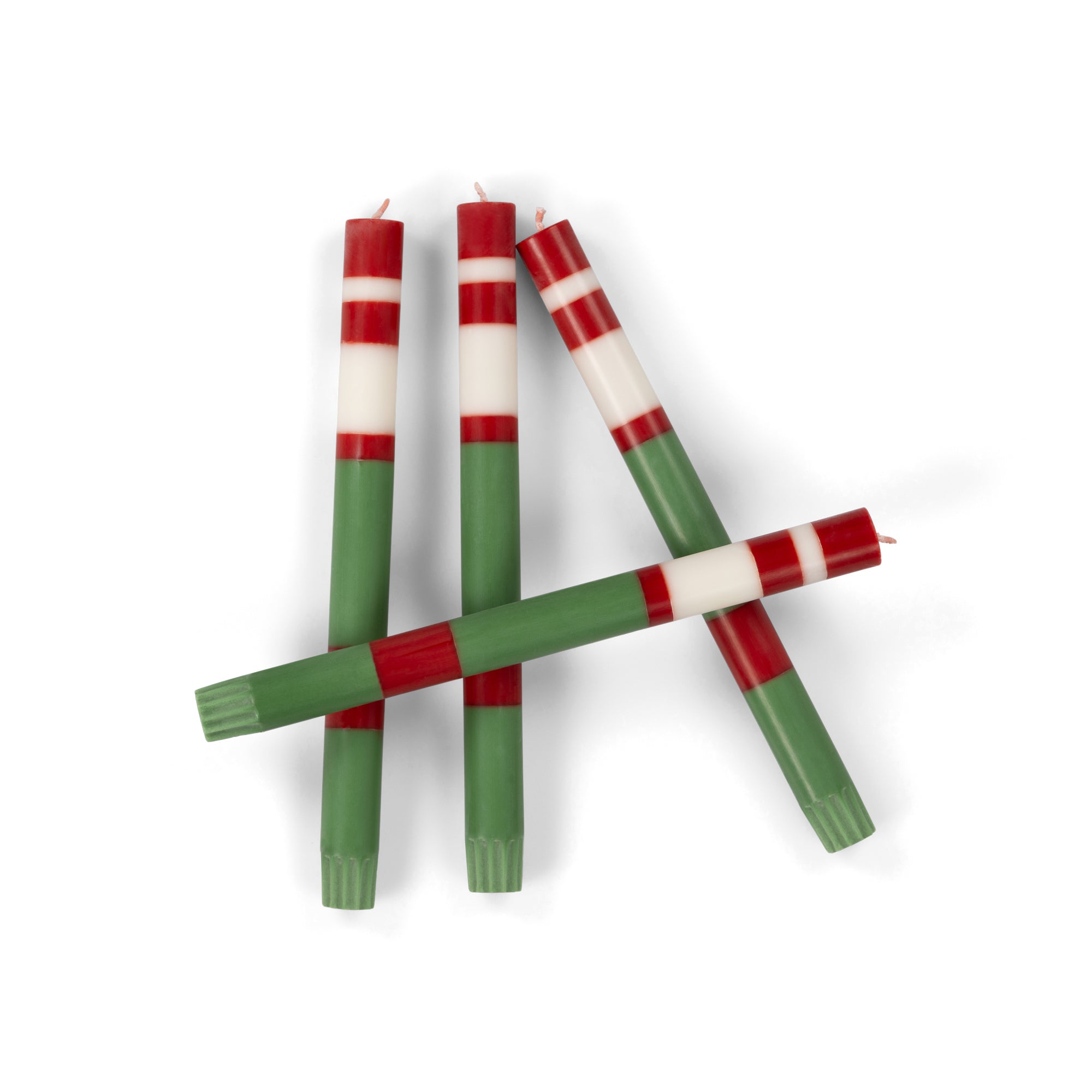 Striped Dinner Candles Holiday Set