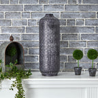 21” Embossed Metal Cylinder Vase - Che Cose Belle