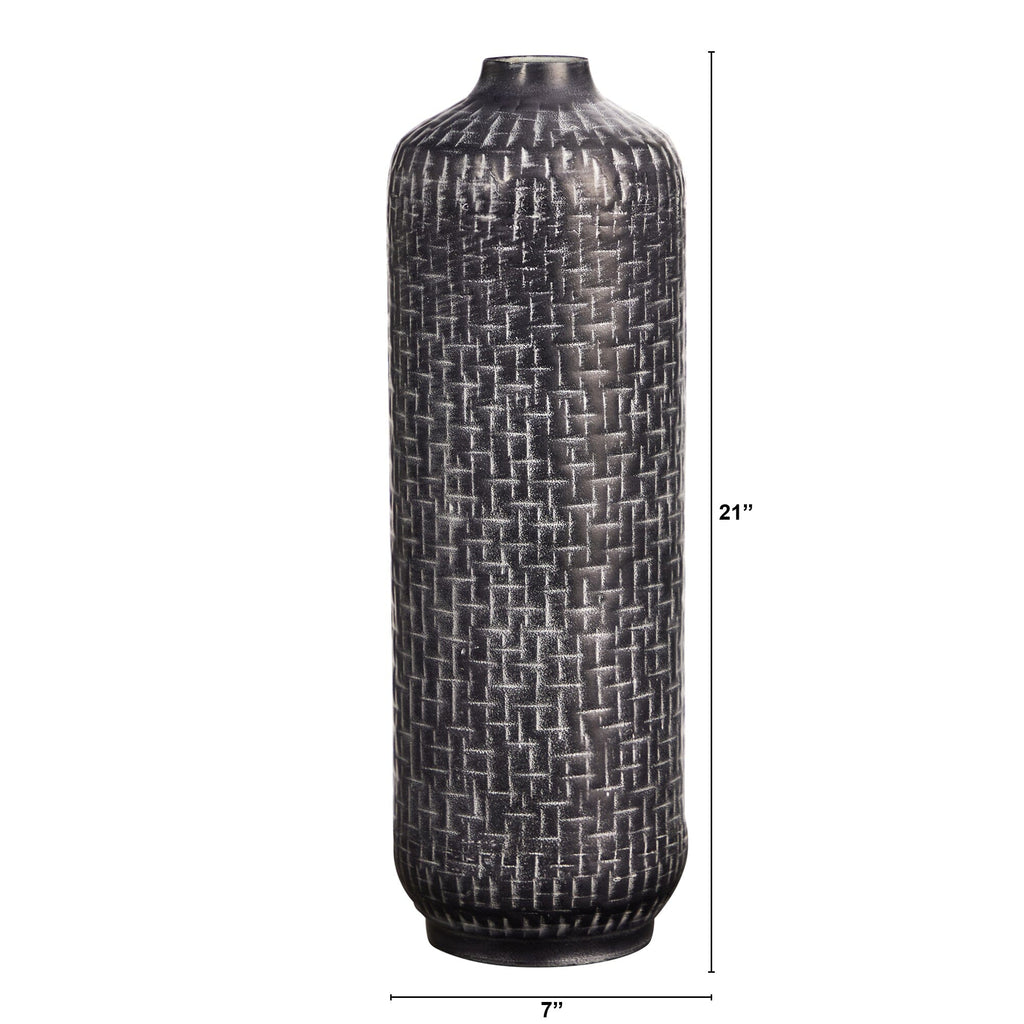 21” Embossed Metal Cylinder Vase - Che Cose Belle