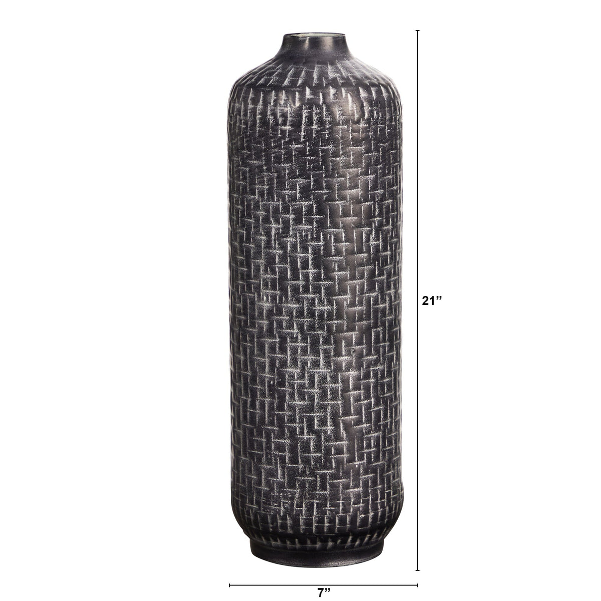 21” Embossed Metal Cylinder Vase - Che Cose Belle