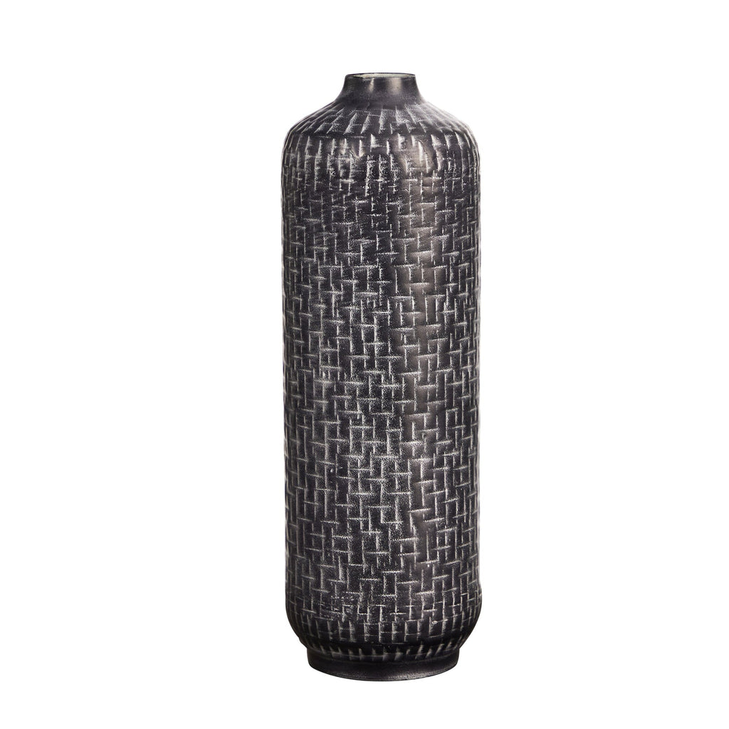 21” Embossed Metal Cylinder Vase - Che Cose Belle