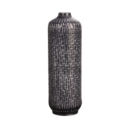 21” Embossed Metal Cylinder Vase - Che Cose Belle