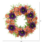 21” Mixed Daisy Artificial Wreath - Che Cose Belle