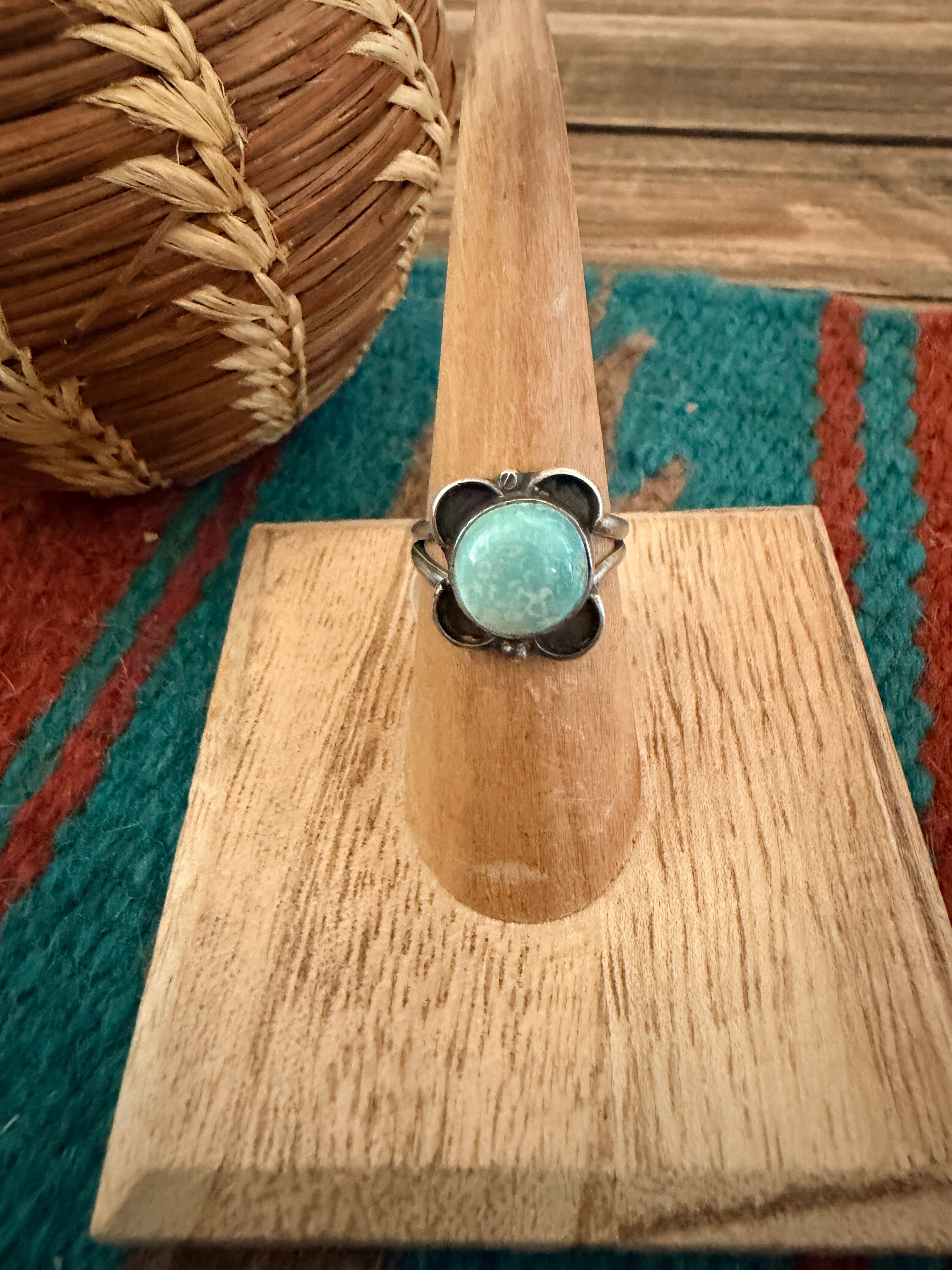 Handcrafted Golden Hills Turquoise & Sterling Silver Ring Size 6.5