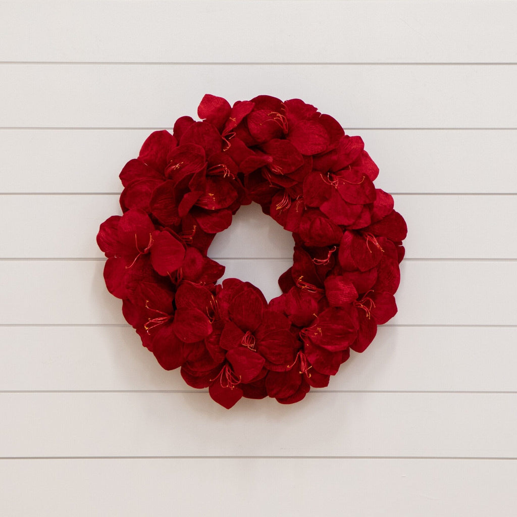22” Artificial Amaryllis Wreath - Che Cose Belle