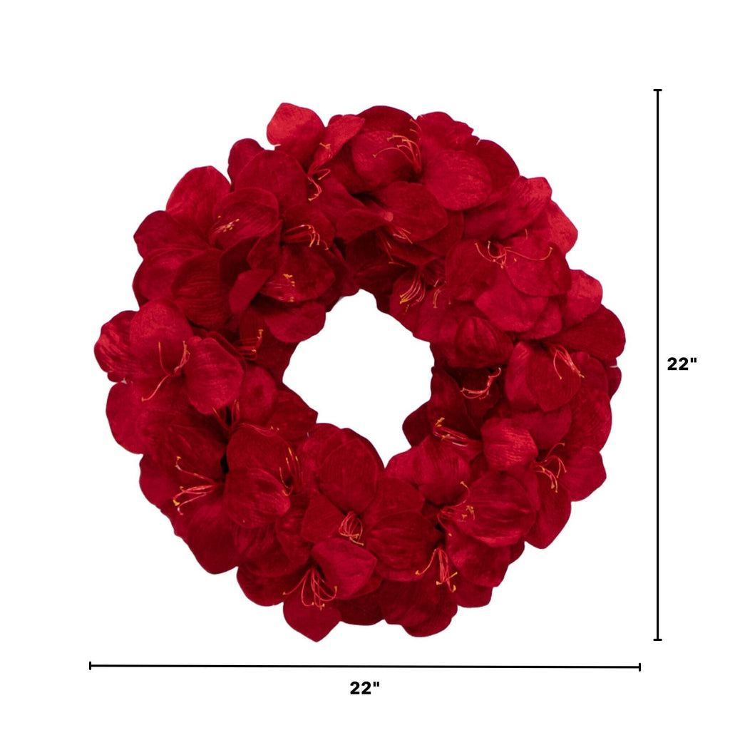 22” Artificial Amaryllis Wreath - Che Cose Belle