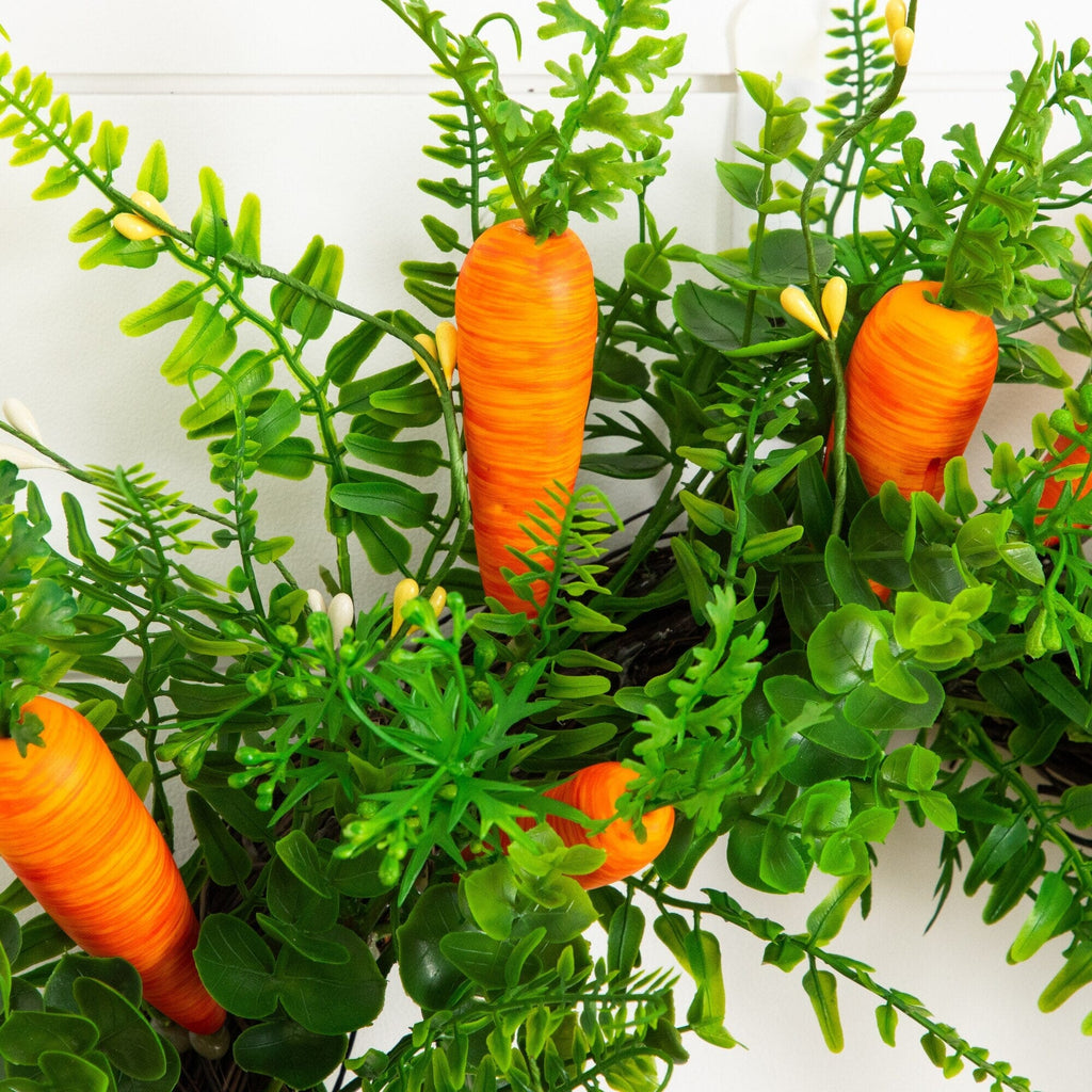 22" Artificial Easter Fern and Carrots Wreath - Che Cose Belle