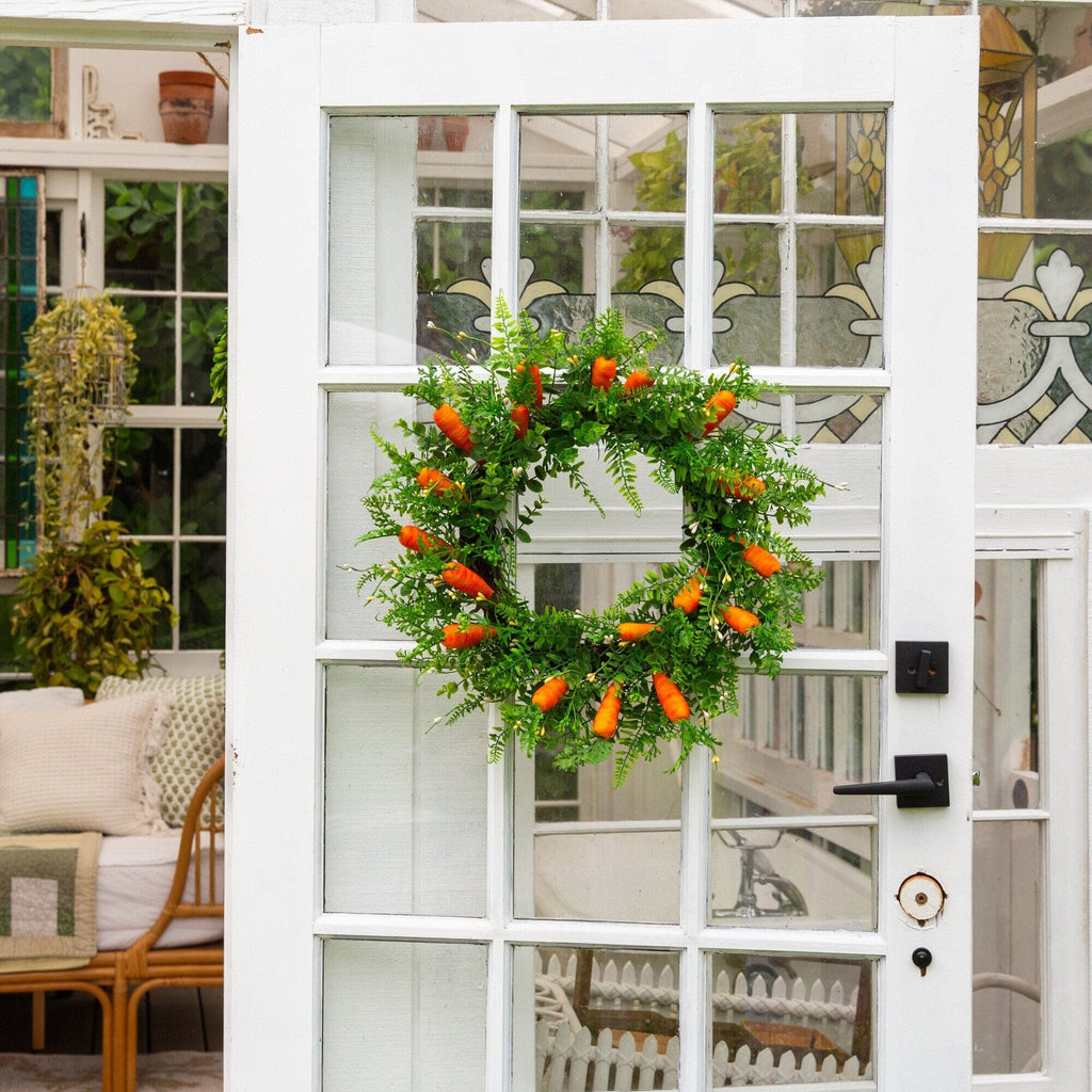 22" Artificial Easter Fern and Carrots Wreath - Che Cose Belle