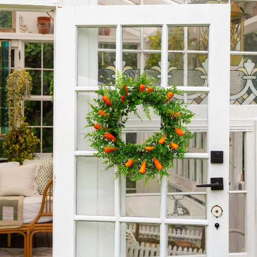 22" Artificial Easter Fern and Carrots Wreath - Che Cose Belle