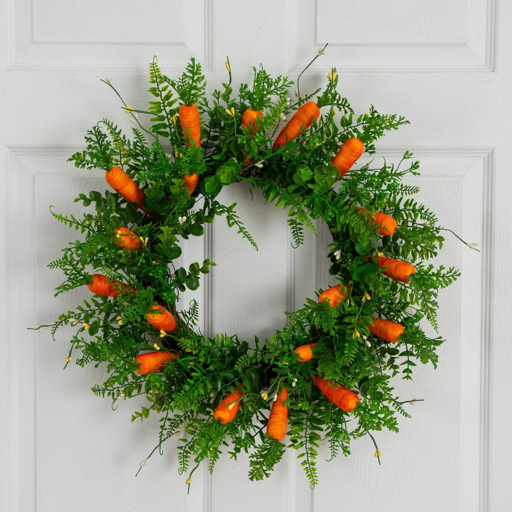 22" Artificial Easter Fern and Carrots Wreath - Che Cose Belle