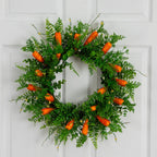 22" Artificial Easter Fern and Carrots Wreath - Che Cose Belle