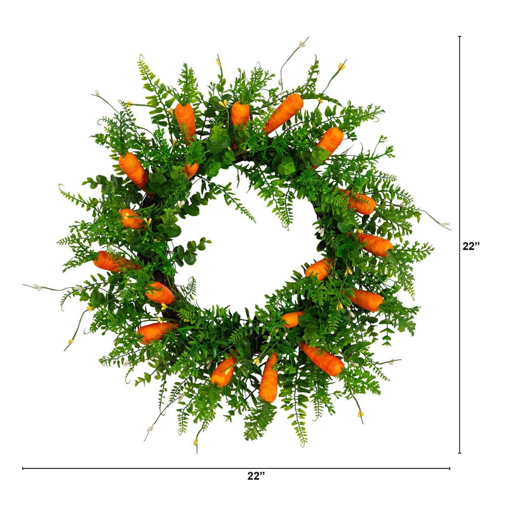 22" Artificial Easter Fern and Carrots Wreath - Che Cose Belle