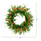 22" Artificial Easter Fern and Carrots Wreath - Che Cose Belle