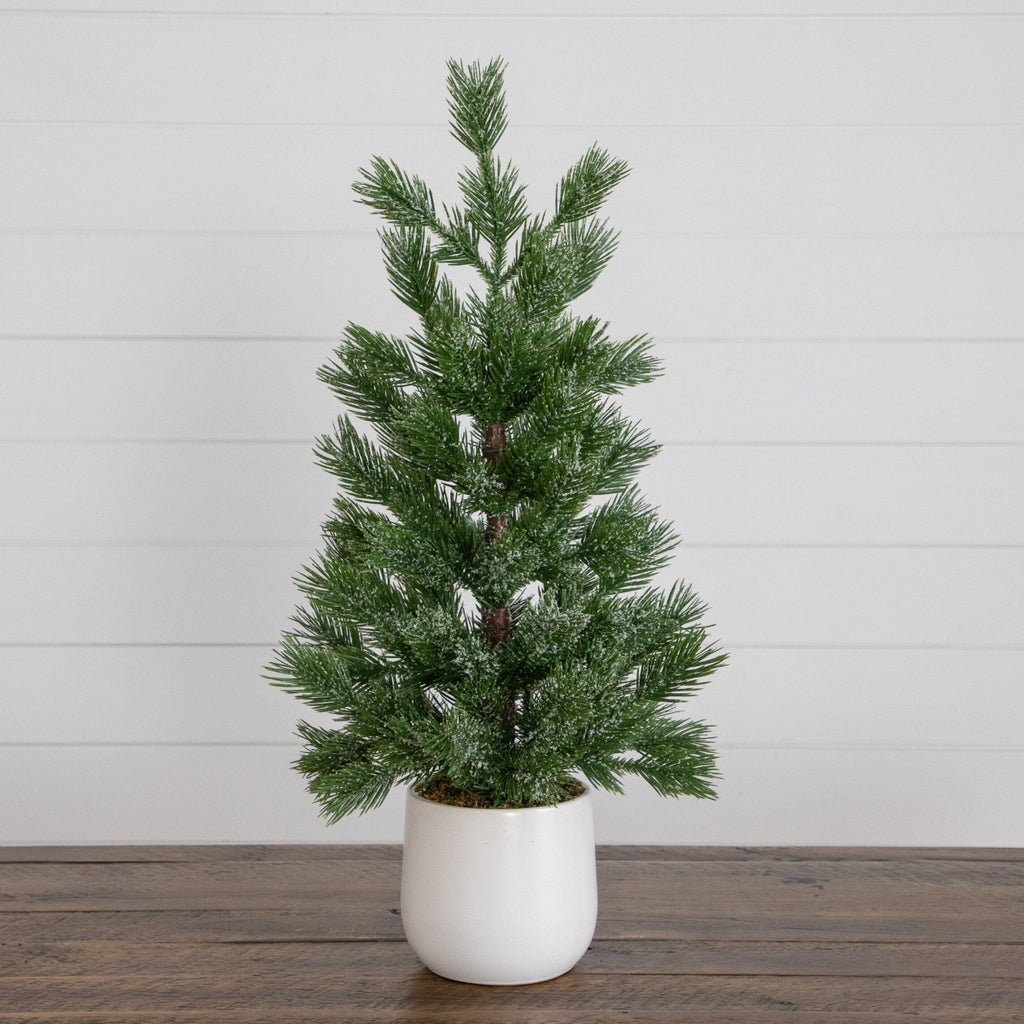 22” Artificial Frosted Christmas Tree in White Ceramic Planter - Che Cose Belle