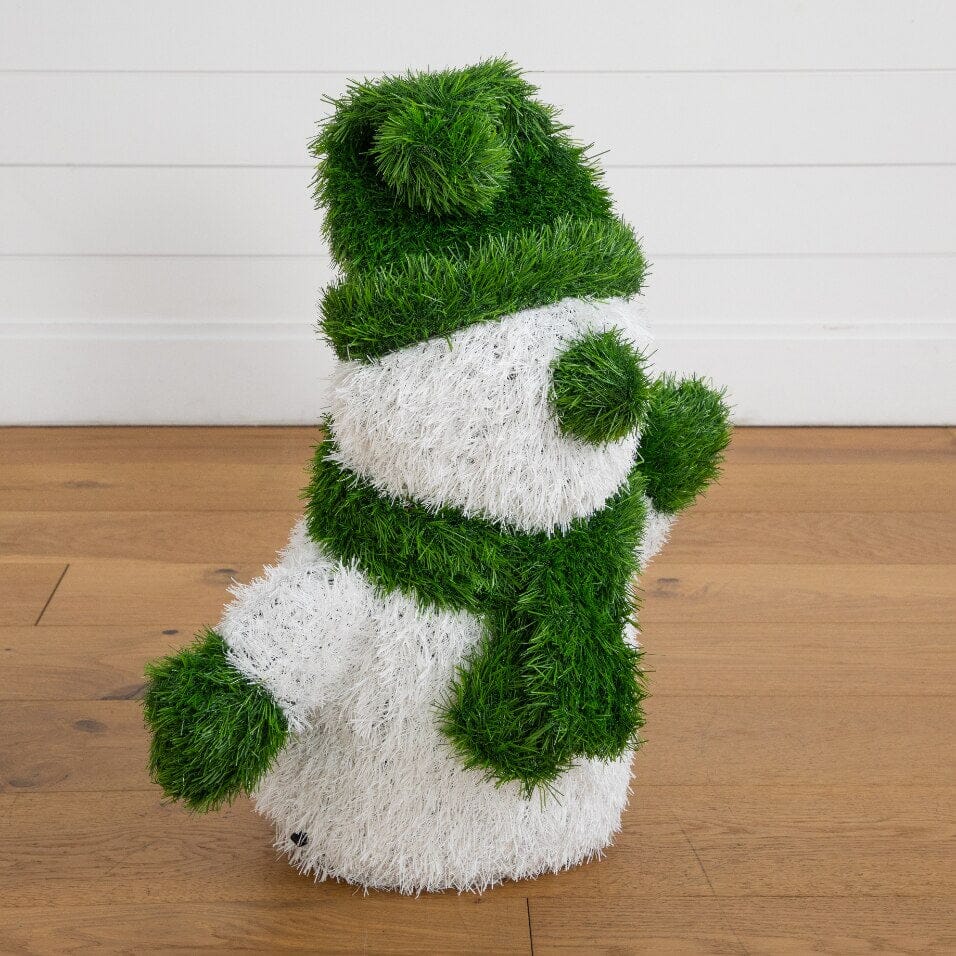 22” UV Resistant Artificial Christmas Grass Garden Plush Topiary Snowman (Indoor/Outdoor) - Che Cose Belle
