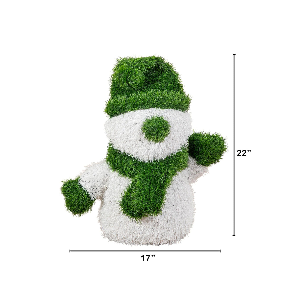 22” UV Resistant Artificial Christmas Grass Garden Plush Topiary Snowman (Indoor/Outdoor) - Che Cose Belle