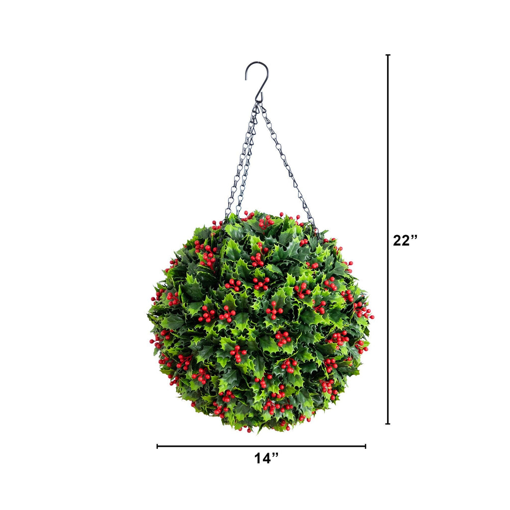 22” UV Resistant Artificial Holly Berry Christmas Hanging Ball (Indoor/Outdoor) - Che Cose Belle