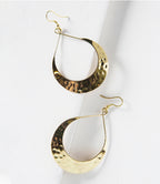 Lunar Crescent Hammered Hoop Earrings