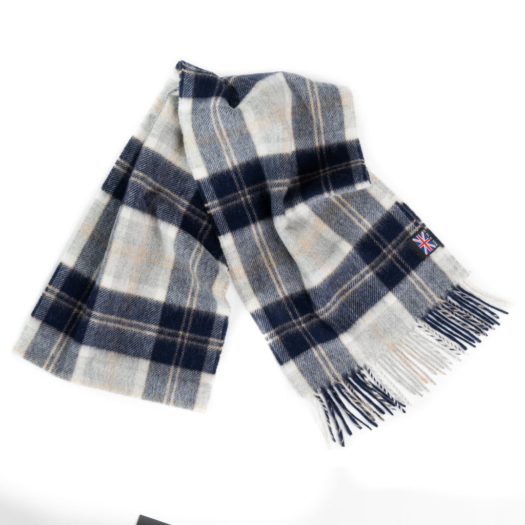 Prince of Scots Heritage Plaid Fringed Merino Wool Scarf - Sterling Silver
