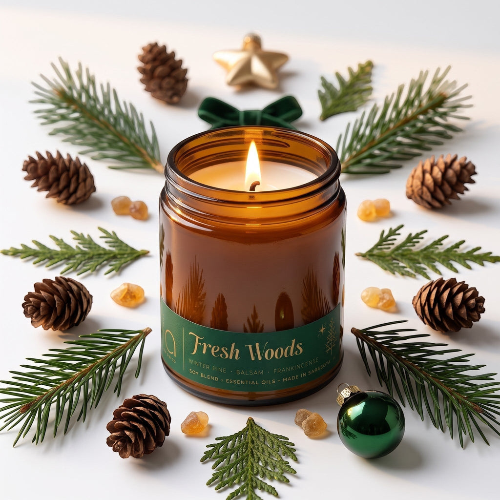 Fresh Woods Holiday Soy Blend Candle — Christmas Tree, Pine & Balsam