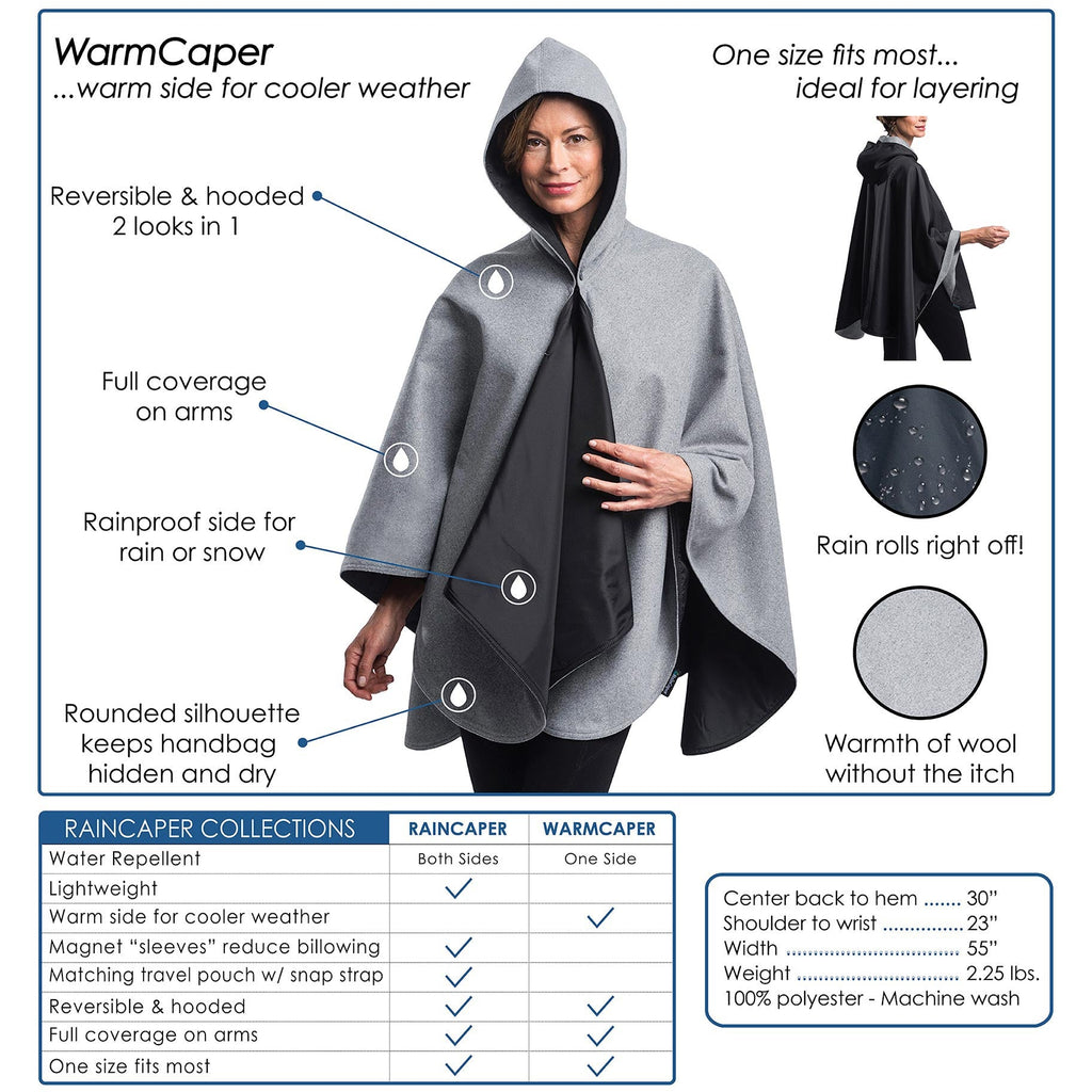 WarmCaper - Warm Pewter Grey - Reversible to Black Rainproof Side