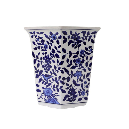 Blue and White Aviary Garden Planter - 12.75'' x 11.50'' x 10'' H - Che Cose Belle