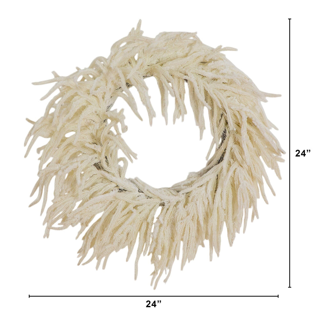 24" Artificia Real Touch White Norfolk Island Pine Wreath with Natural Look - Che Cose Belle
