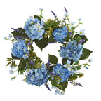 24” Artificial Blue Hydrangea Wreath - Che Cose Belle