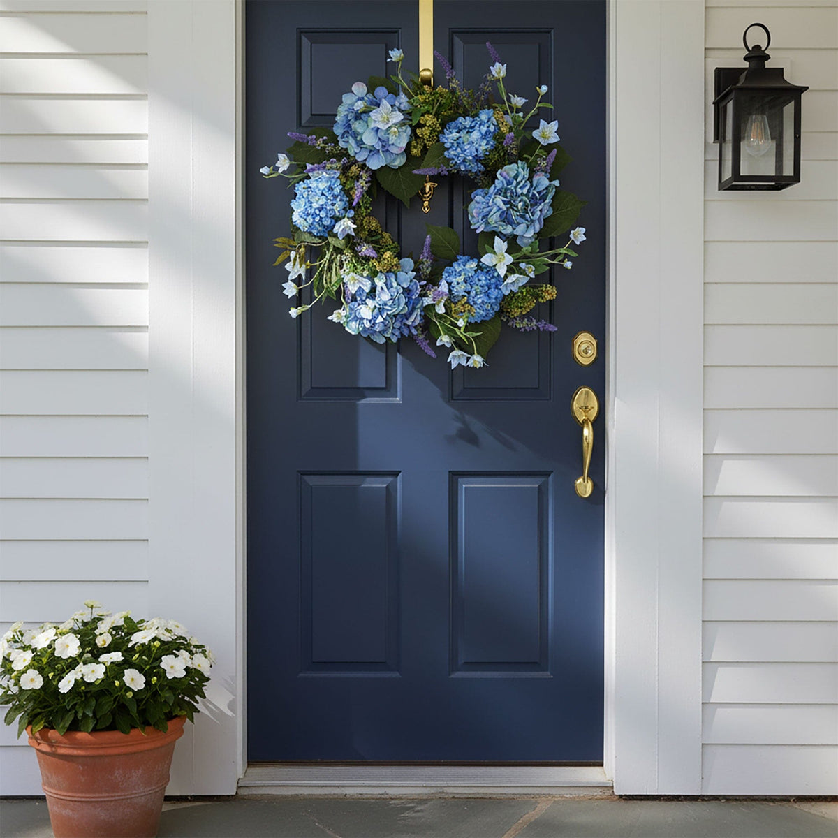 24” Artificial Blue Hydrangea Wreath - Che Cose Belle