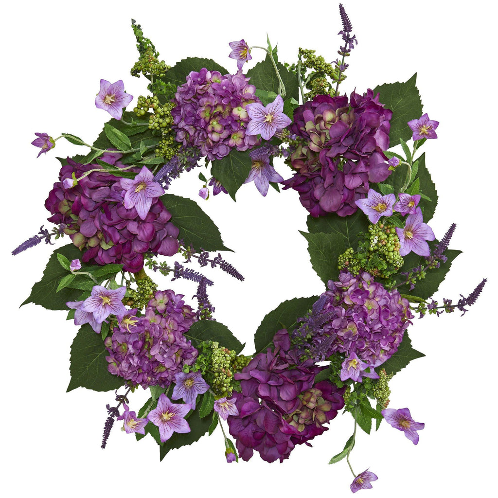 24” Artificial Hydrangea Wreath - Che Cose Belle