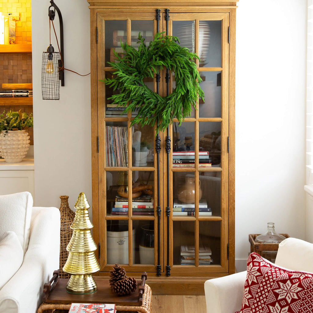 24" Artificial Real Touch Norfolk Island Pine Wreath with Natural Look - Che Cose Belle