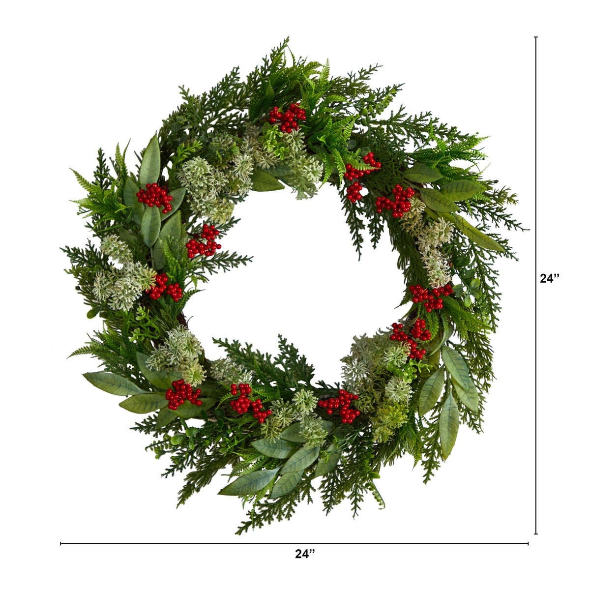 24” Cedar, Eucalyptus and Berries Artificial Christmas Wreath - Che Cose Belle