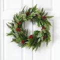 24” Cedar, Eucalyptus and Berries Artificial Christmas Wreath - Che Cose Belle