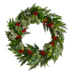 24” Cedar, Eucalyptus and Berries Artificial Christmas Wreath - Che Cose Belle