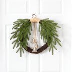 24” Holiday Christmas Pine and Bells Wreath - Che Cose Belle