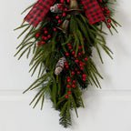 24” Holiday Christmas Pine Cones, Berry and Bells Teardrop - Che Cose Belle