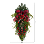 24” Holiday Christmas Pine Cones, Berry and Bells Teardrop - Che Cose Belle