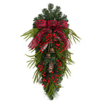 24” Holiday Christmas Pine Cones, Berry and Bells Teardrop - Che Cose Belle