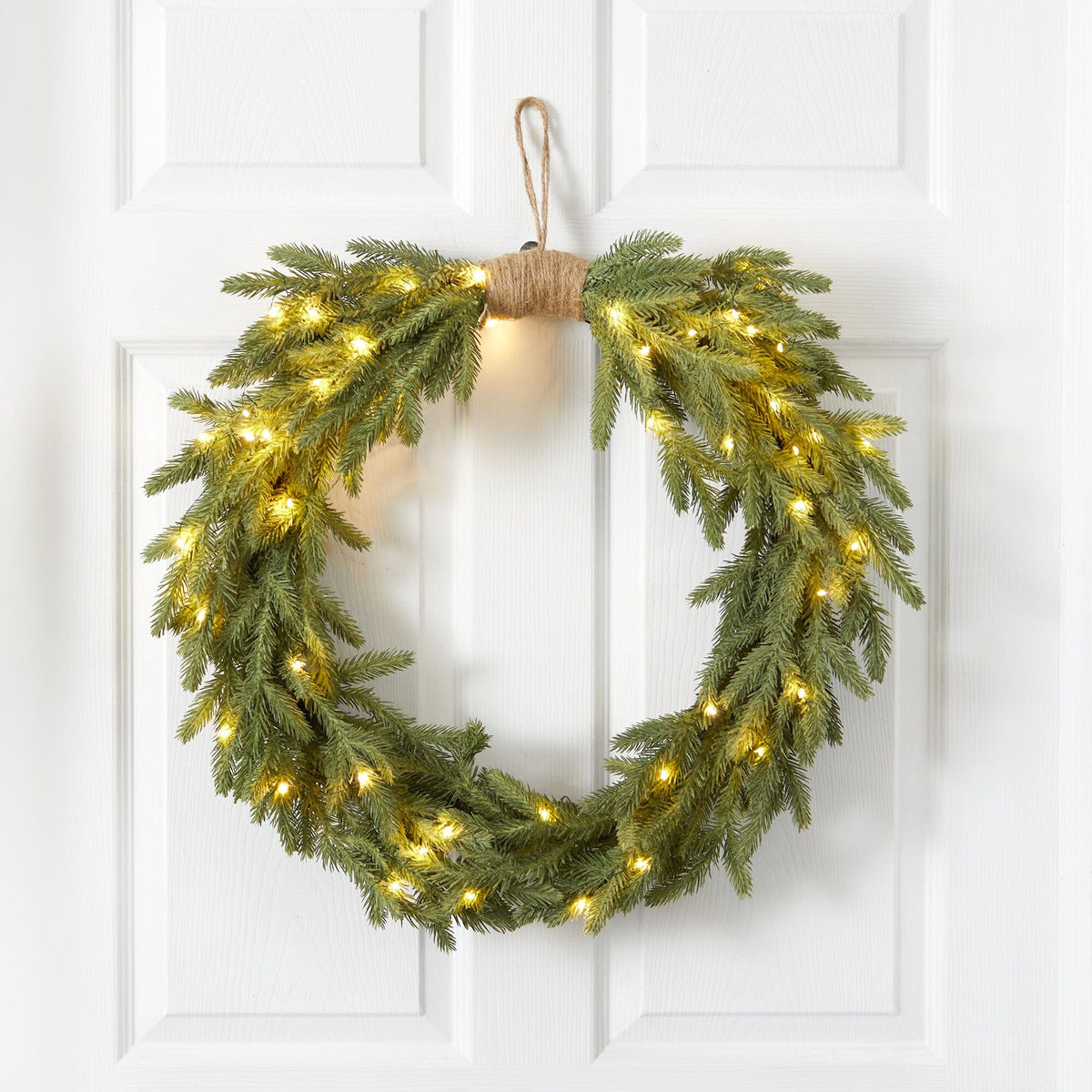 24" Holiday Christmas Pre-Lit Cascading Pine Wreath - Che Cose Belle